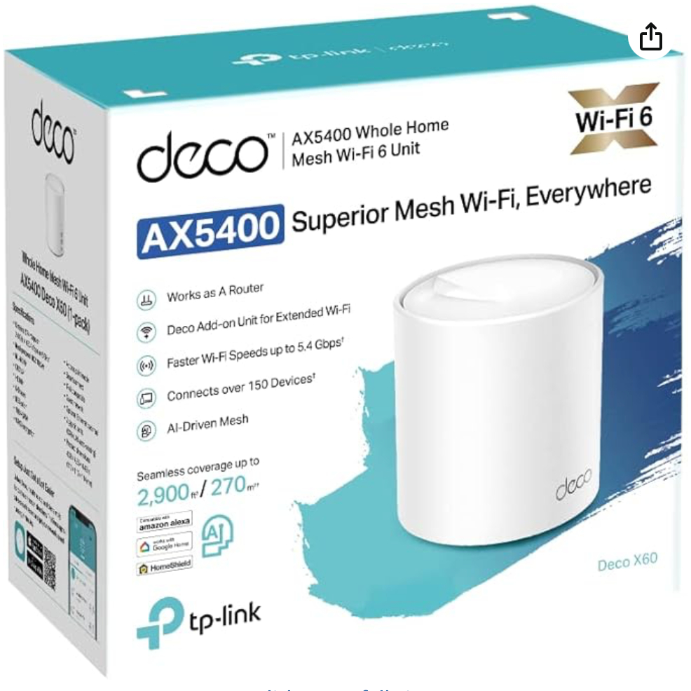 TP-Link Deco X60 WiFi 6 AX5400 Mesh Router Bekas - Dual Band, Gigabit, HomeShield, WPA3