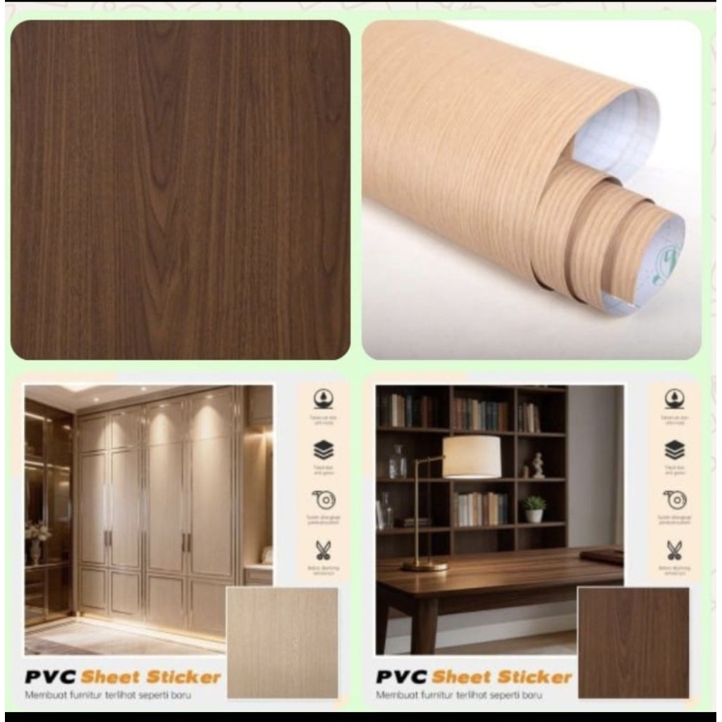 Sticker Decosheet PVC Pelapis Meja Furniture HPL Kayu Muda Triplek
