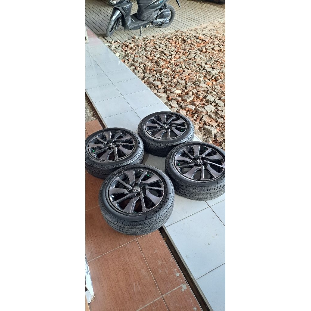 VELG HONDA BRIO RS BLACK CHROME ORIGINAL DAN BAN BRIDGESTONE TECHNO