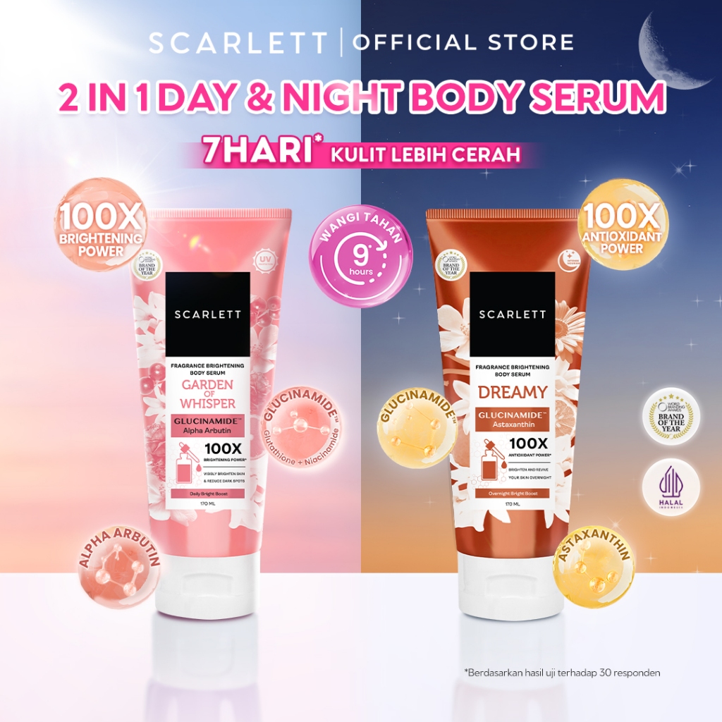 SCARLETT GLUCINAMIDE Fragrance Brightening Body Serum 170ml - Garden of Whisper / Dreamy | Mencerahk