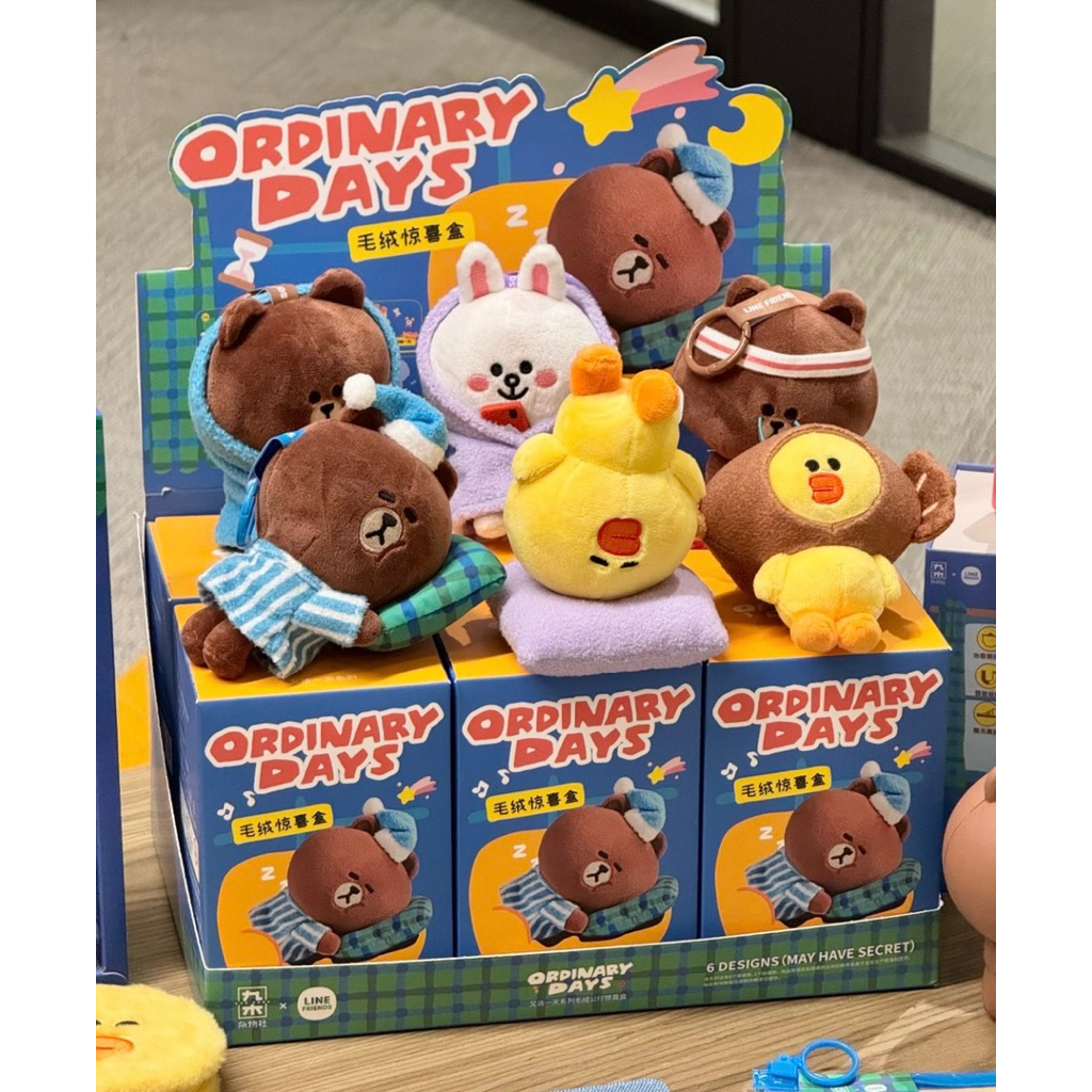 LINE FRIENDS PLUSH KEYCHAIN BLIND BOX BROWN ORDINARY DAYS KEYRING GANTUNGAN LINE STORE SALLY CONY M&