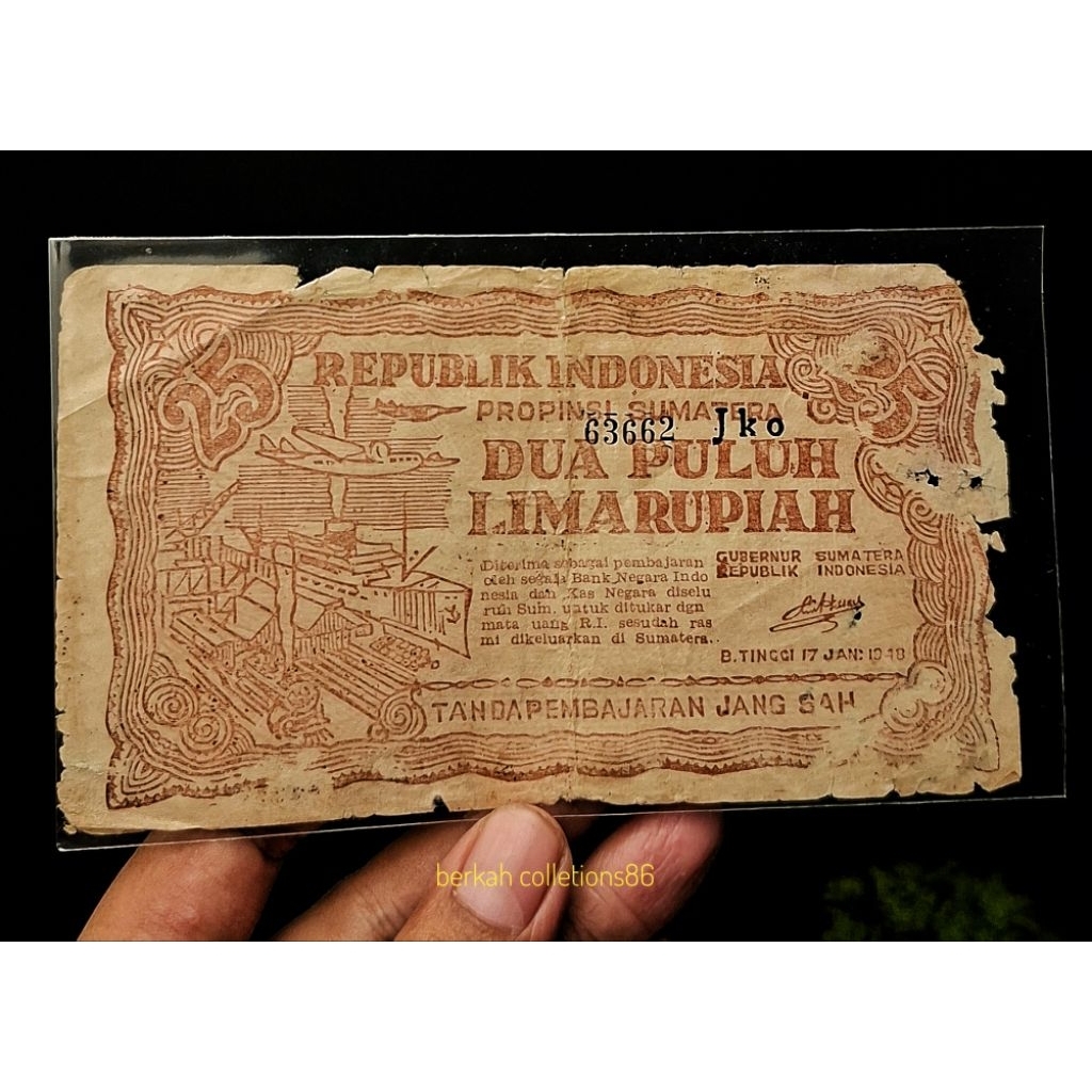 25 rupiah orida sumatra bukit tinggi tahun 1948