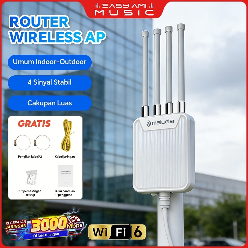 Outdoor WiFi 6 Access Point AX3000 Tahan Cuaca AP outdoor dual band jarak jauh Ekstrim PoE, Gigabit 
