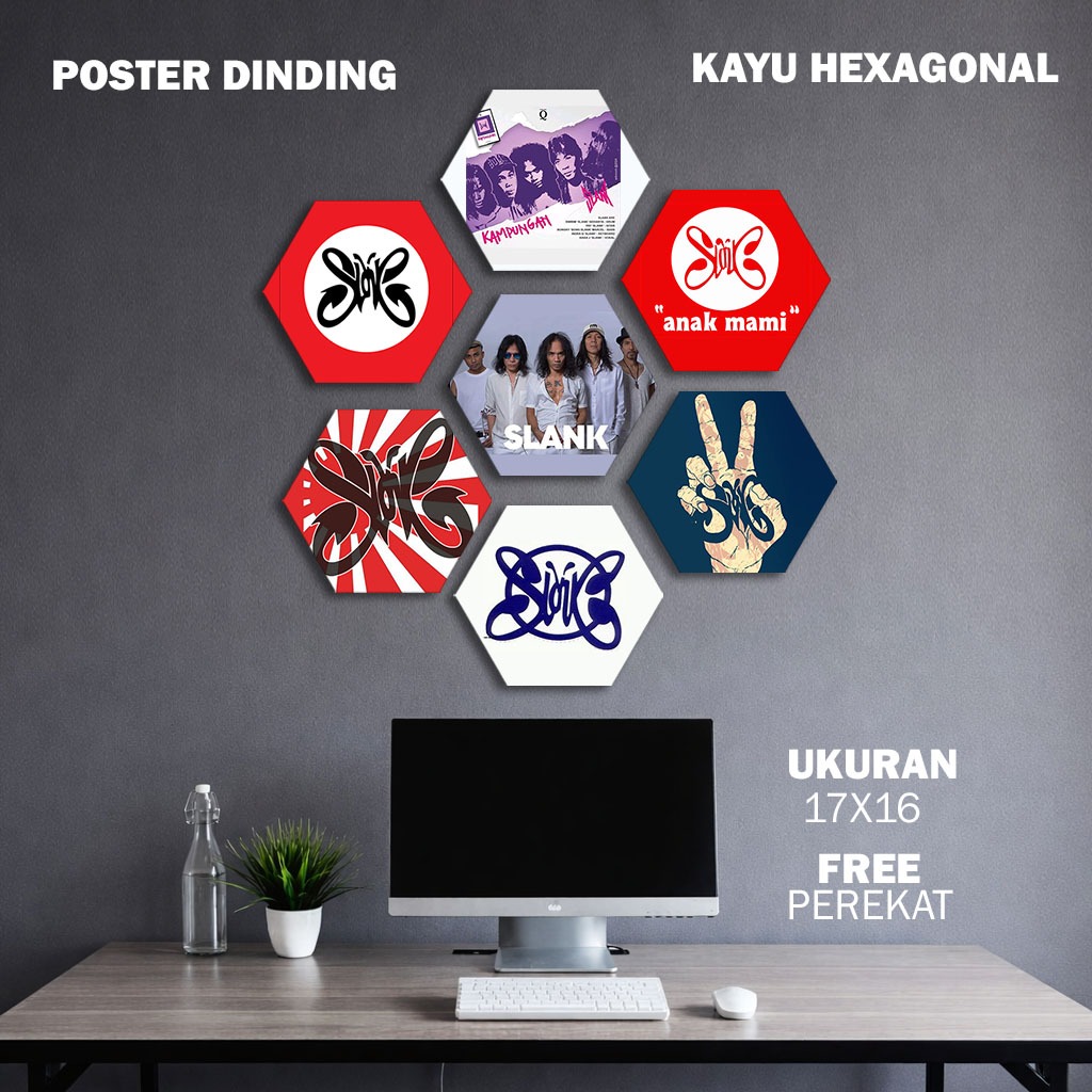 Poster dinding hexagional slank 1 set 8 pcs - poster slank - hiasan dinding  - poster kamar