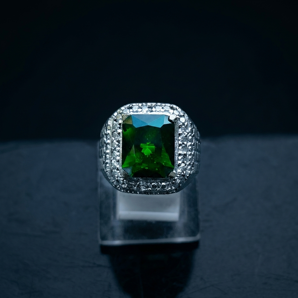 Cincin Zamrud Biron Emerald Cut Ring Alpaka