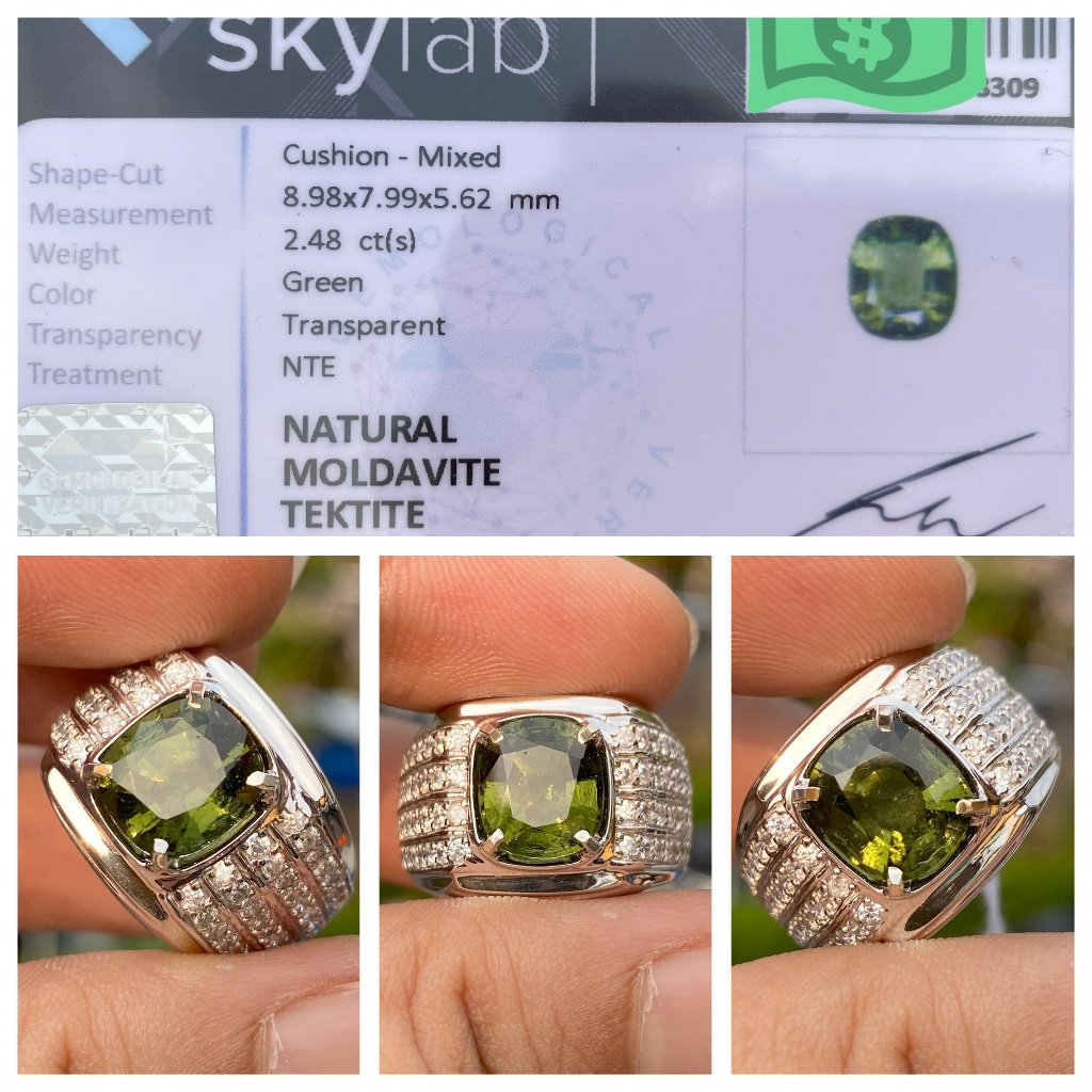 Natural 2.48ct moldavite tektite batu meteor asli czech