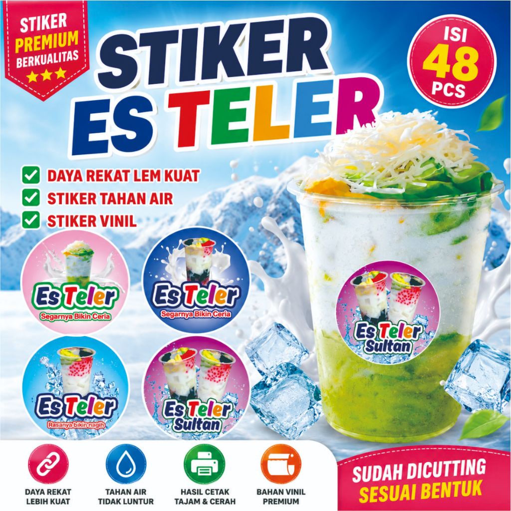 Stiker label cup minuman | stiker label es teler | stiker es teler