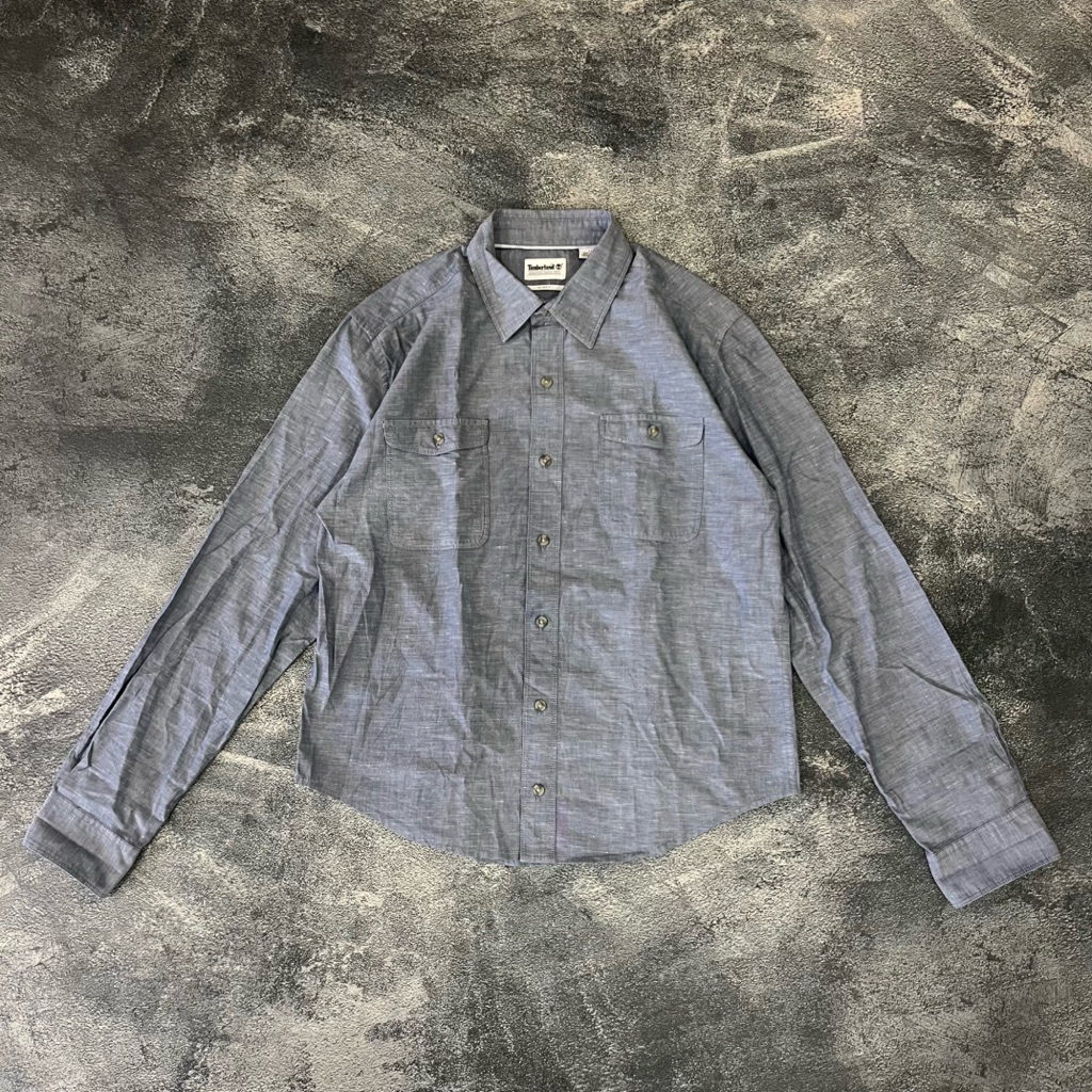 Timberland kemeja pria bahan linnen Original
