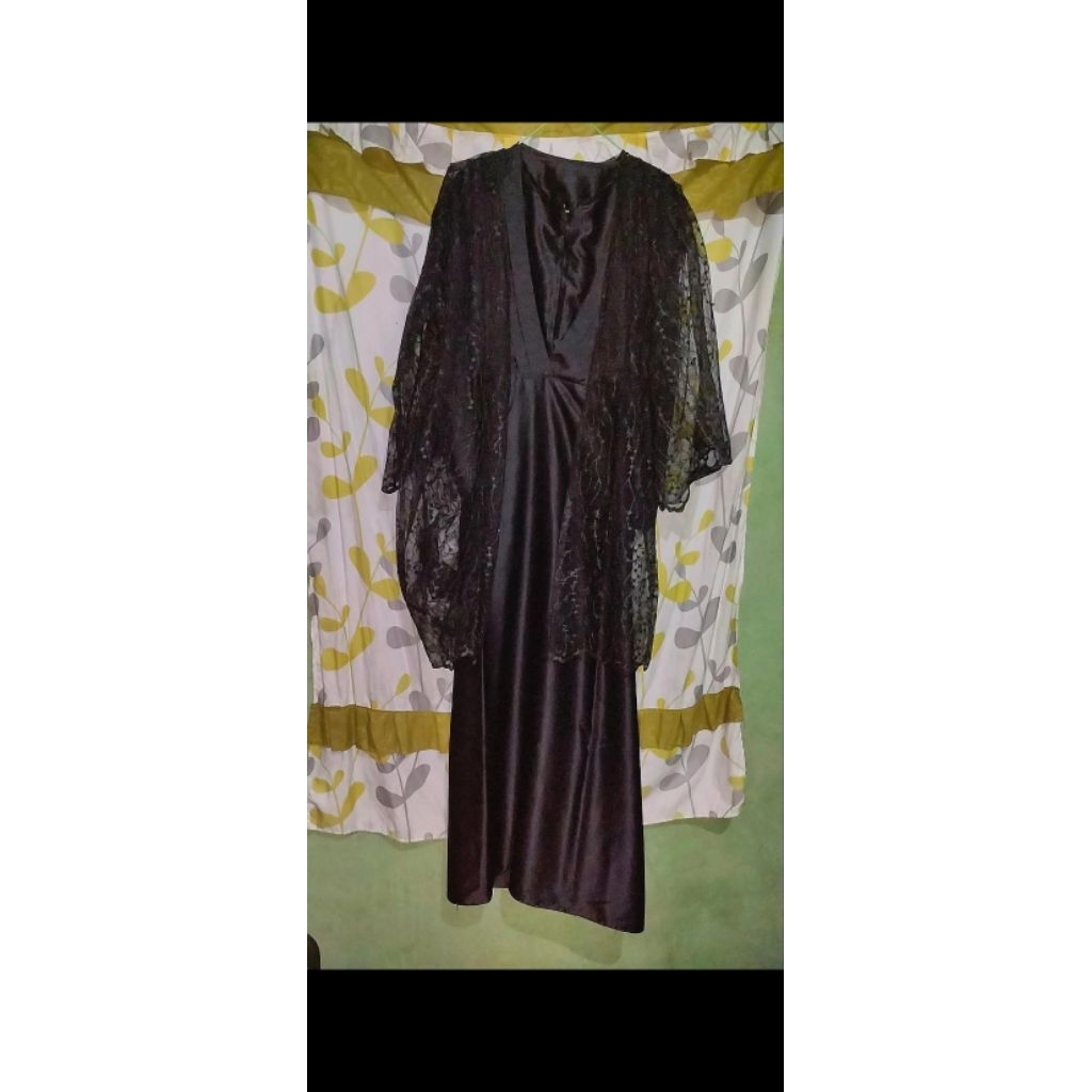 Gamis hitam outer brukat (PRELOVED)