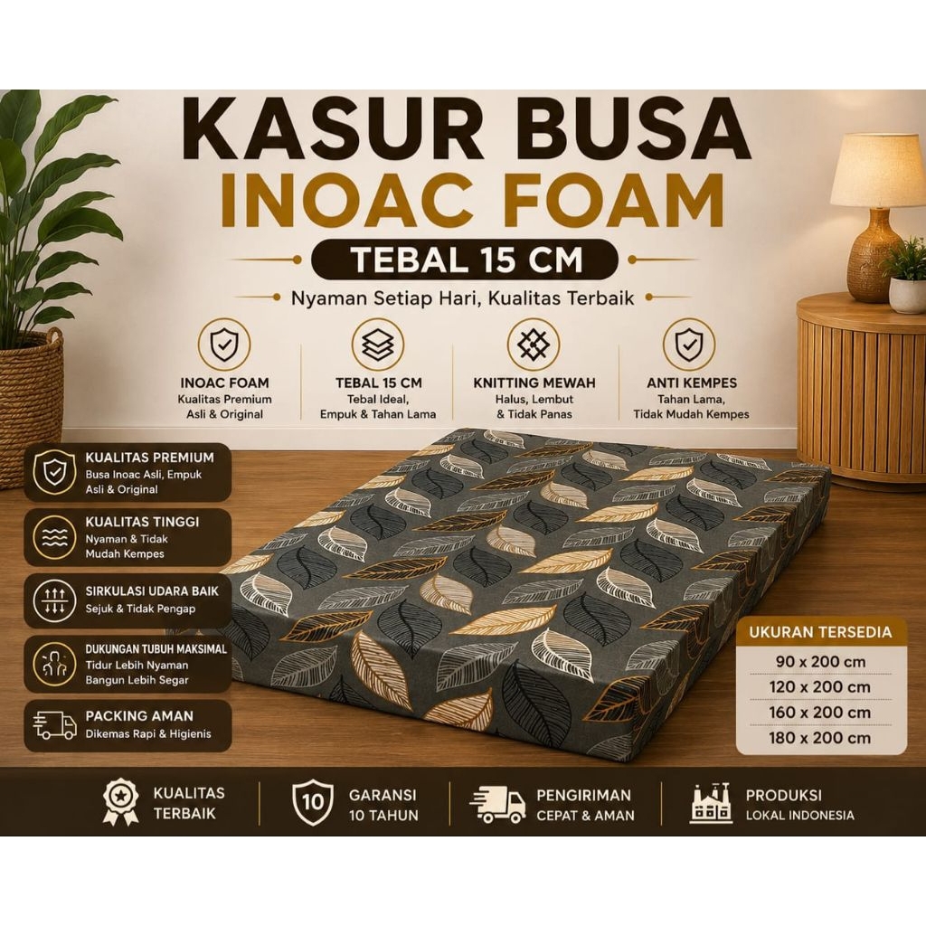 KASUR BUSA INOAC FOAM - ABBA FOAM D16 /INOAC TEBAL  15 CM