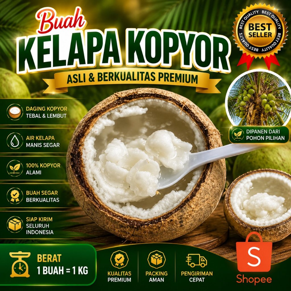 ASLI 100%  Kelapa Kopyor Frozen - Kelapa Kopyor Genjah Hijau