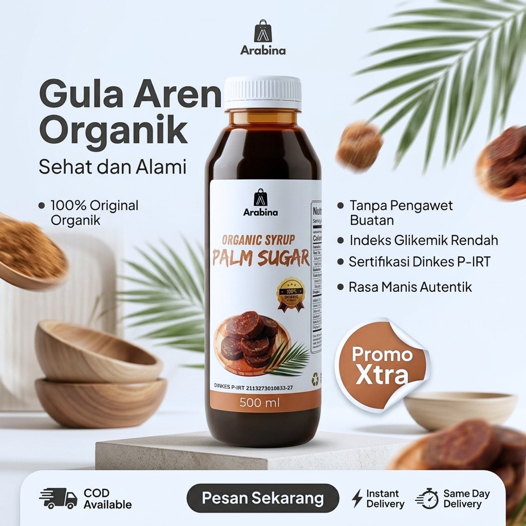 Gula Aren Cair Murni Organik Premium Liquid Palm Sugar Pemanis Alami Rendah Kalori Sirup Aren Kopi