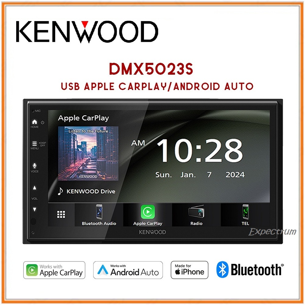 Kenwood DMX 5023S Double Din Digital 6.8 inch BT Android Auto , Apple Carplay, USB Mirroring