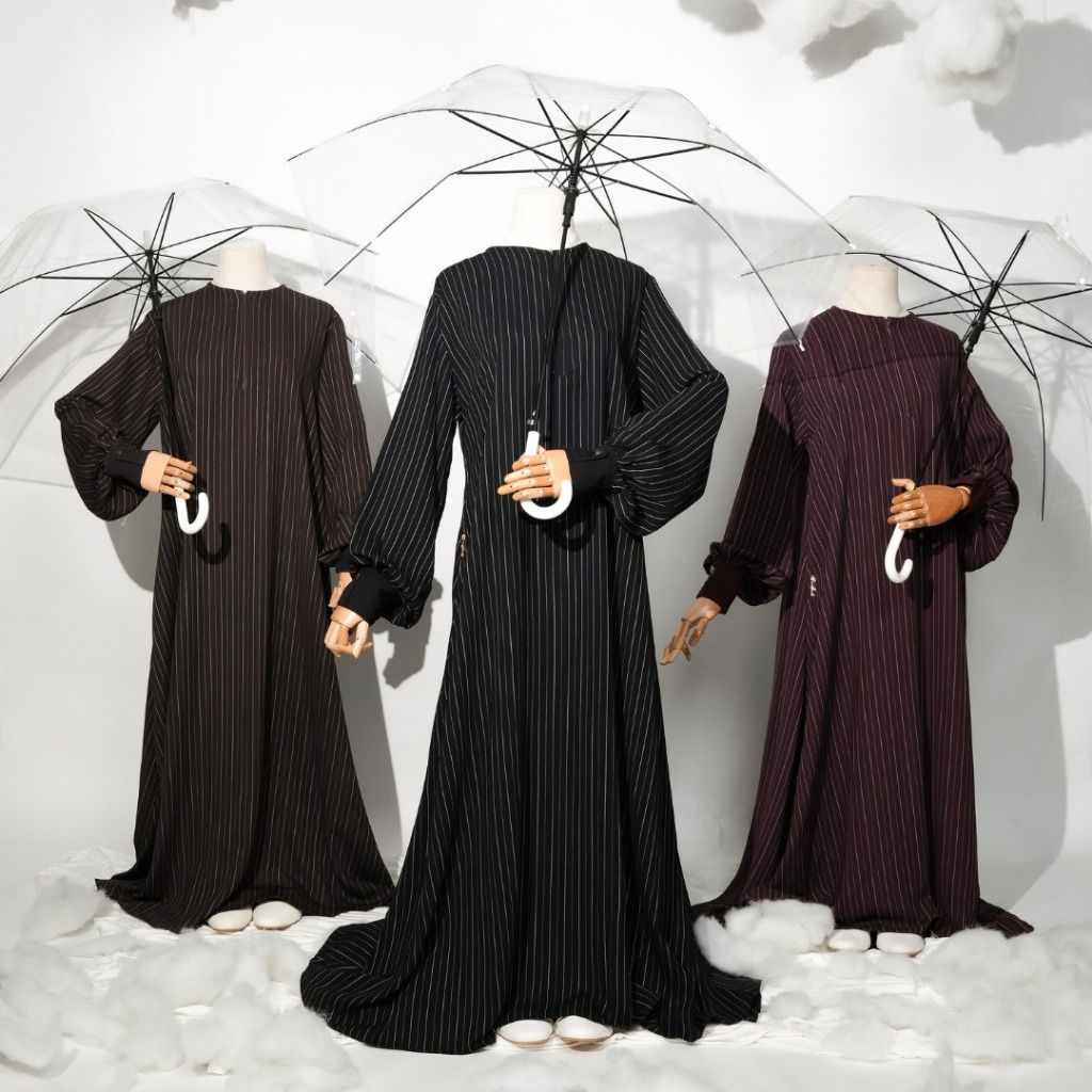 Yume Striped Dress - Yoora Sarah | Gamis Garis Muslim Wanita | Layla Stripe