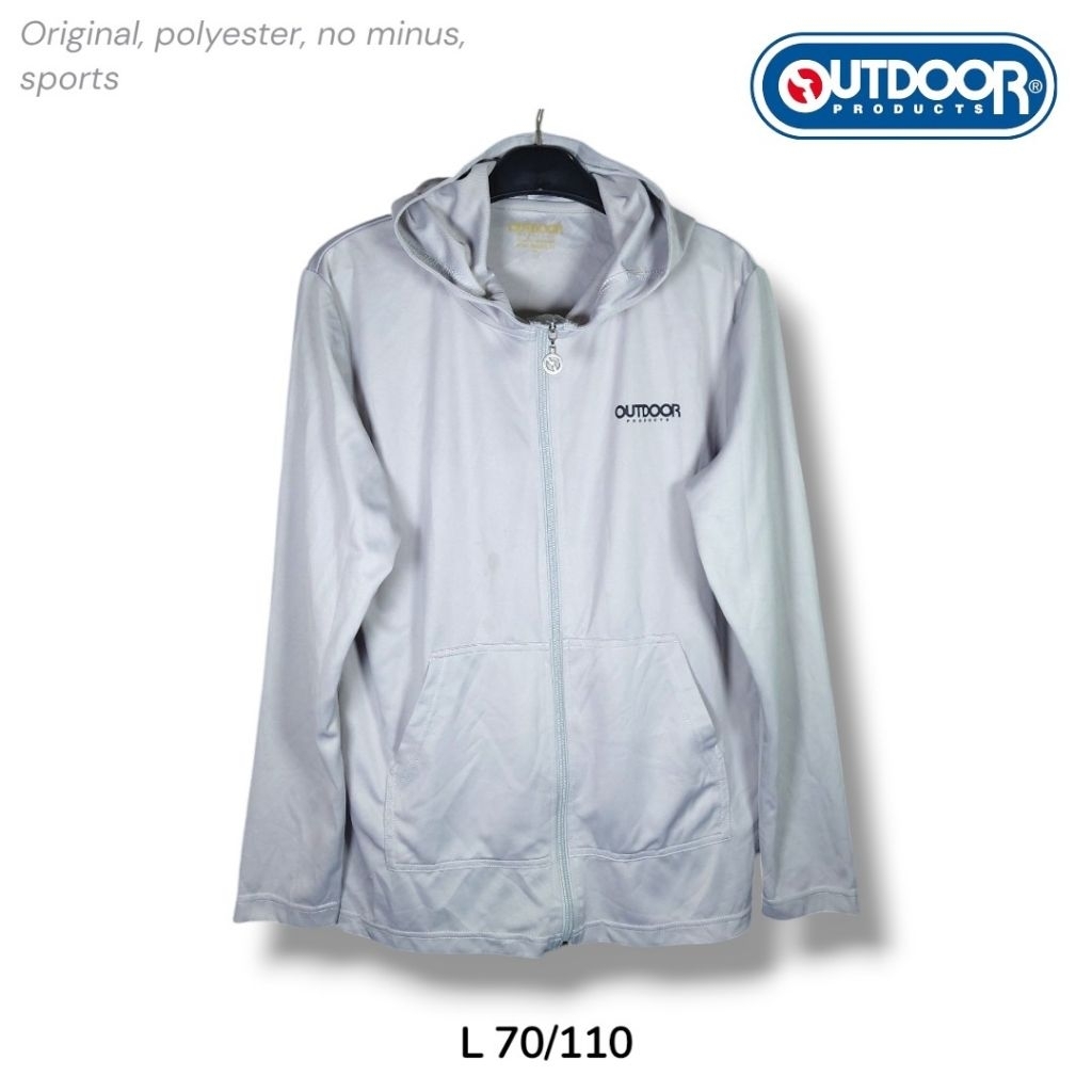 Outdoor Products Jaket Dry Fit Olahraga Hoodie Warna Abu Size L Zip Up Pullover