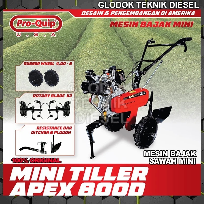 Mesin Traktor Mini PROQUIP APEX800D DIESEL SOLAR VBELT / Mesin Cultivator Bajak Sawah Kebun Ladang B