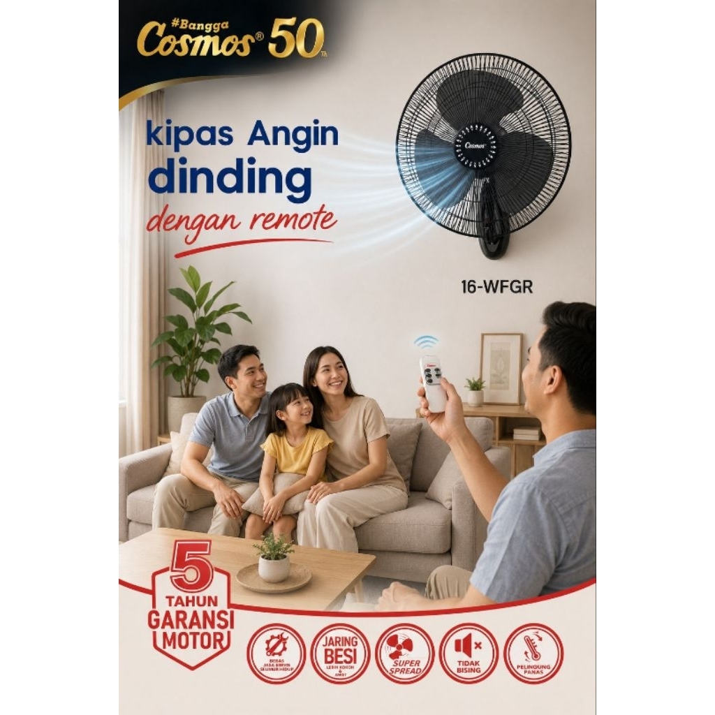 COSMOS 16-WFGR Remote Kipas Angin Dinding Wall Fan Remote Cosmos 16 inch 16 WFGR 16WFGR