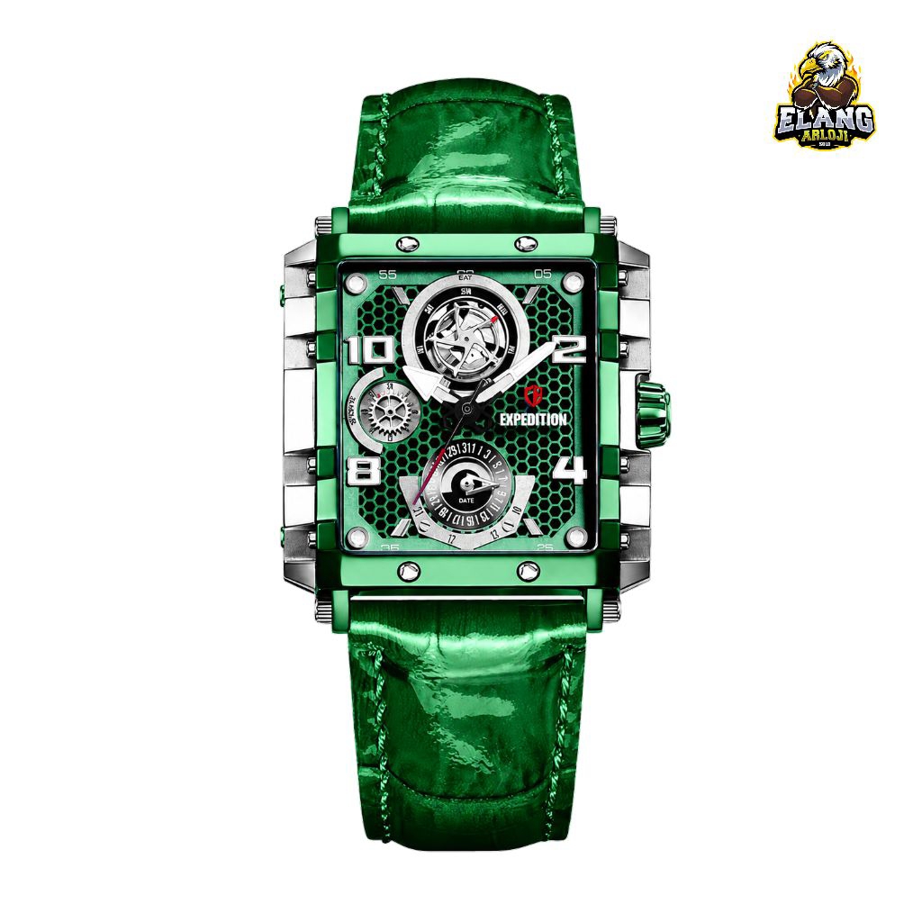 JAM TANGAN PRIA EXPEDITION E6757 GREEN SILVER ORIGINAL