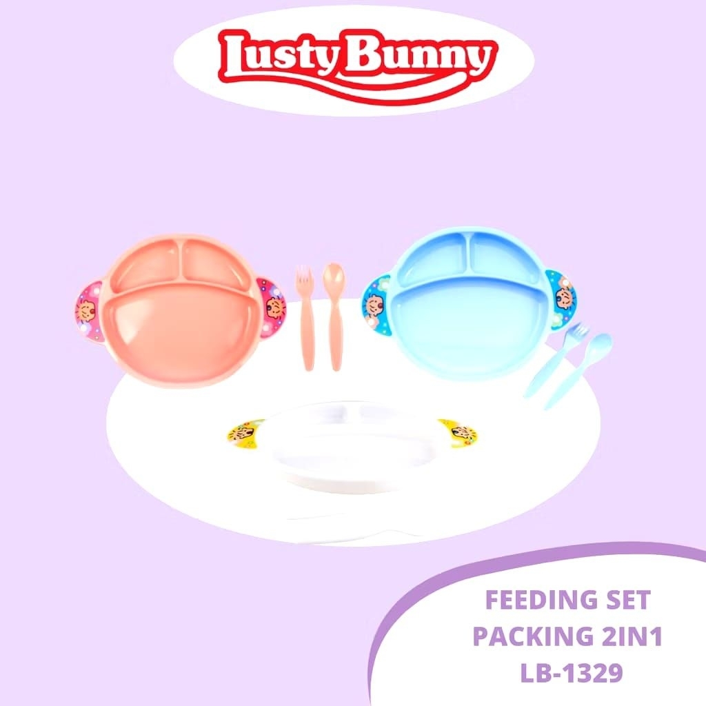 Lusty Bunny Feeding Plate Set 3in1 LB-1329/Alat Makan Bayi