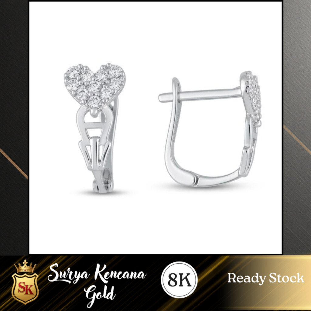 ANTING EMAS PUTIH LOVE KADAR 8K - SKGOLD