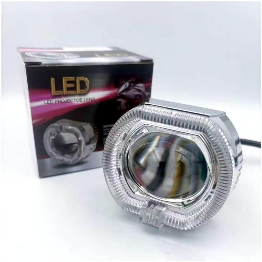 Lampu Depan Motor Biled Ala 2,5inch Putih Kuning Plus Senja Devil/Lampu Utama Lampu Depan Motor Bile