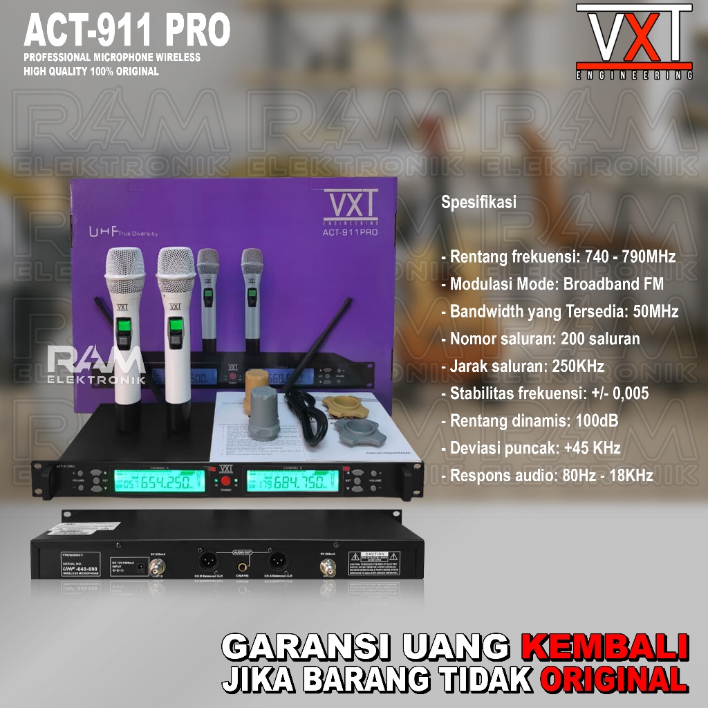 Microphone Mic Wireless VXT ACT911PRO | ACT 911 PRO | ACT911 PRO 2 Handle Original