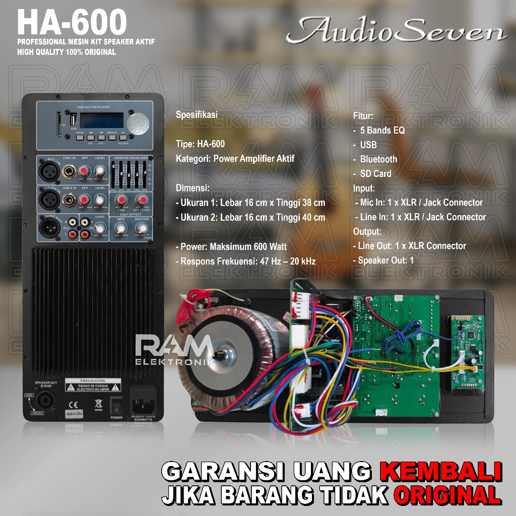 Mesin Speaker Aktif Power Kit AUDIO SEVEN HA600 | HA 600 Original