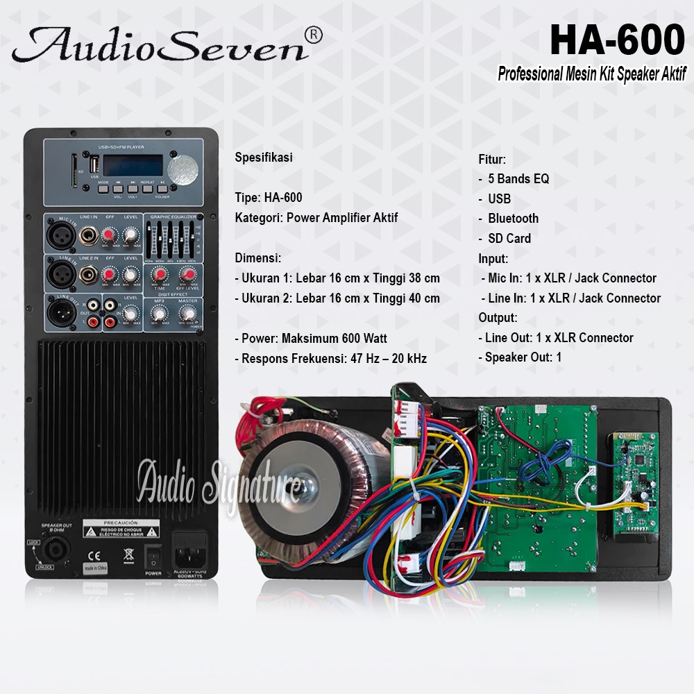 Mesin Speaker Aktif Power Kit AUDIO SEVEN HA600 | HA 600 Original