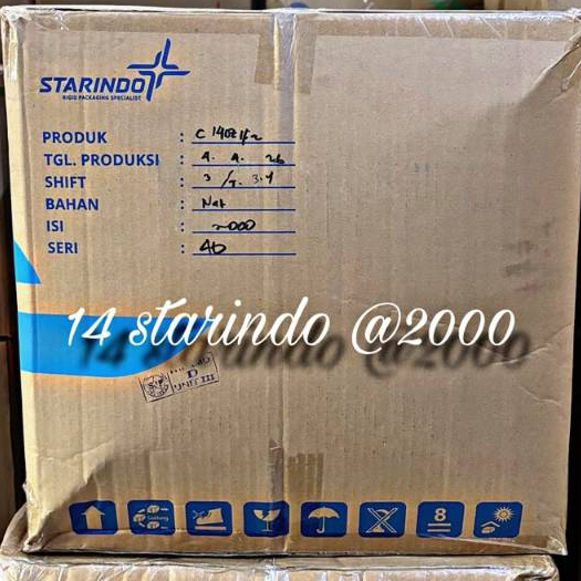 GELAS PLASTIK MEREK STARINDO ISI @2000 UK 12,14,16OZ 1 DUS