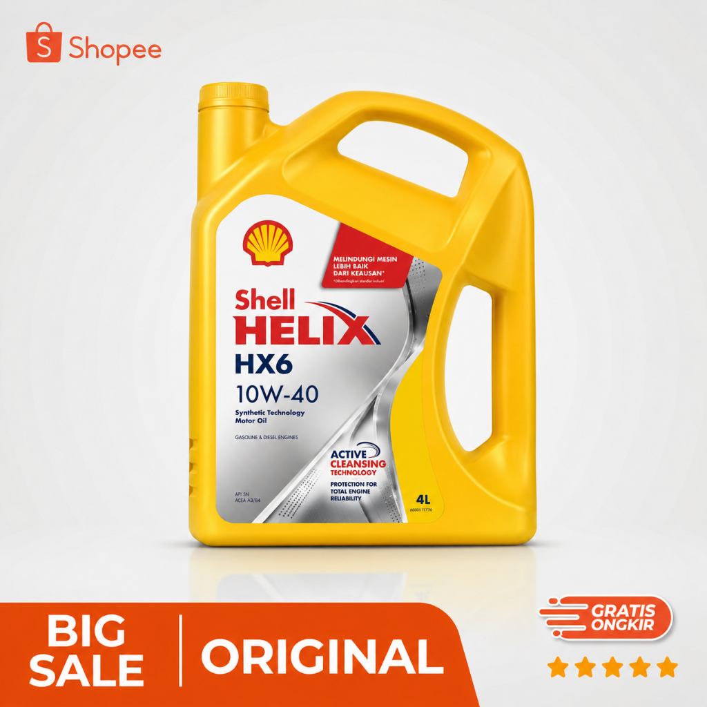[ORIGINAL] Oli Sintetik Mobil Shell Helix HX6 10W40 (1L & 4L) - Untuk Avanza Xenia Ertiga Innova