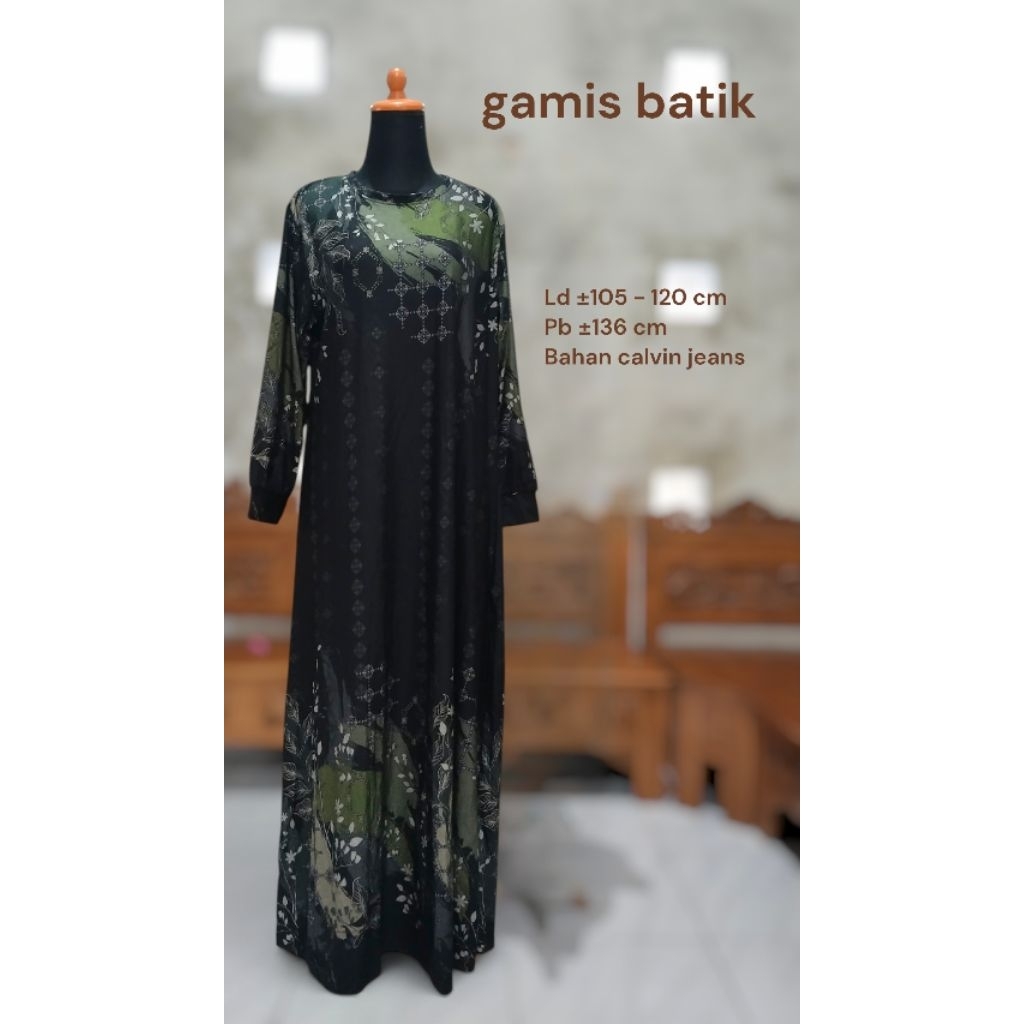 gamis batik maxy calvin jeans green