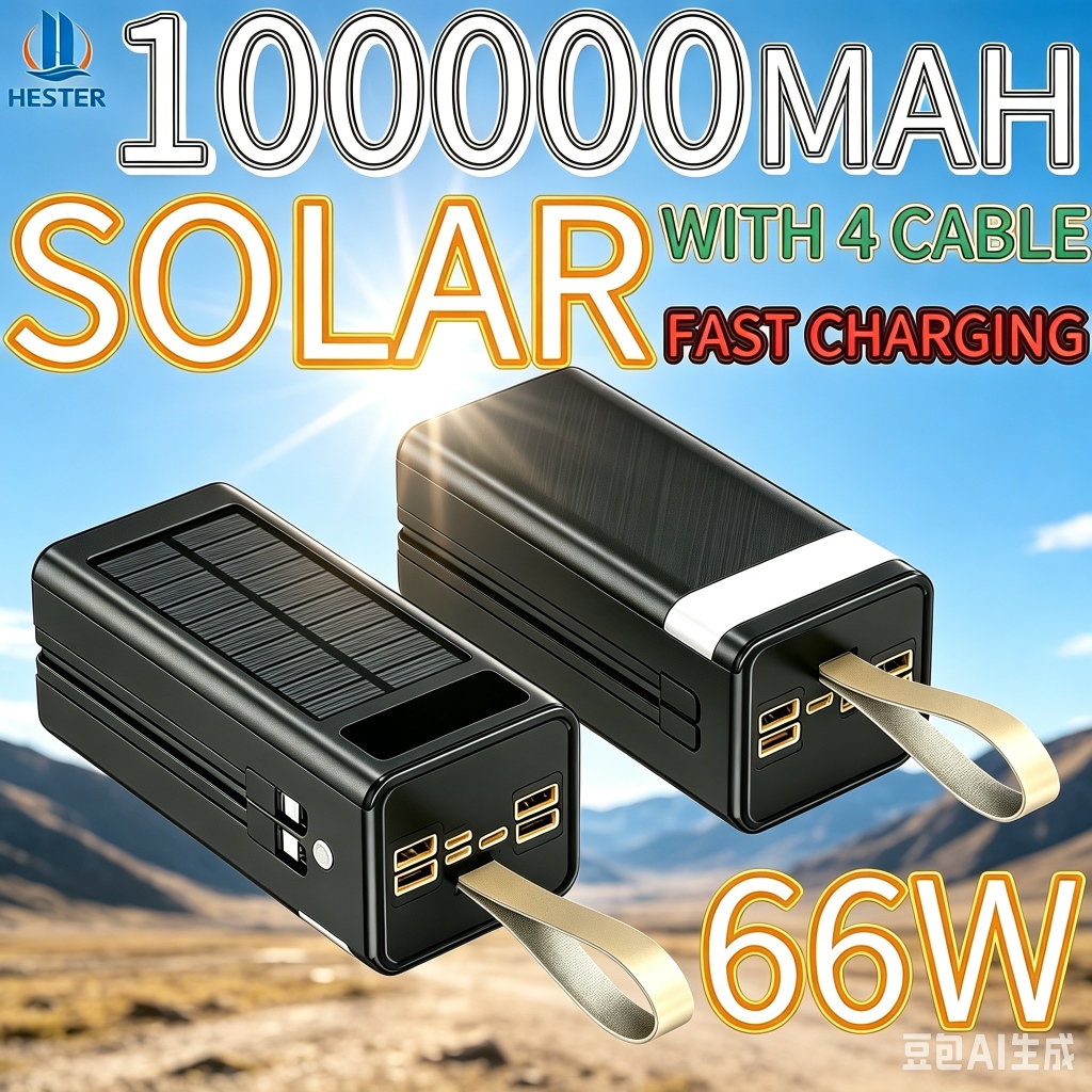 HESTER 100000mah powerbank fast charging 66W power bank original 100% fast charging solar power bank