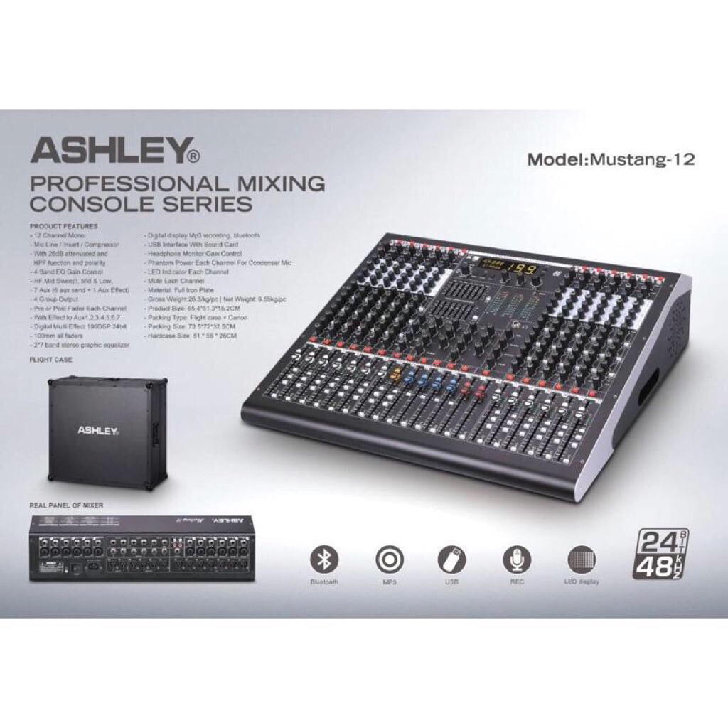 mixer Ashley Mustang 12 Original 12 Channel + Flightcase