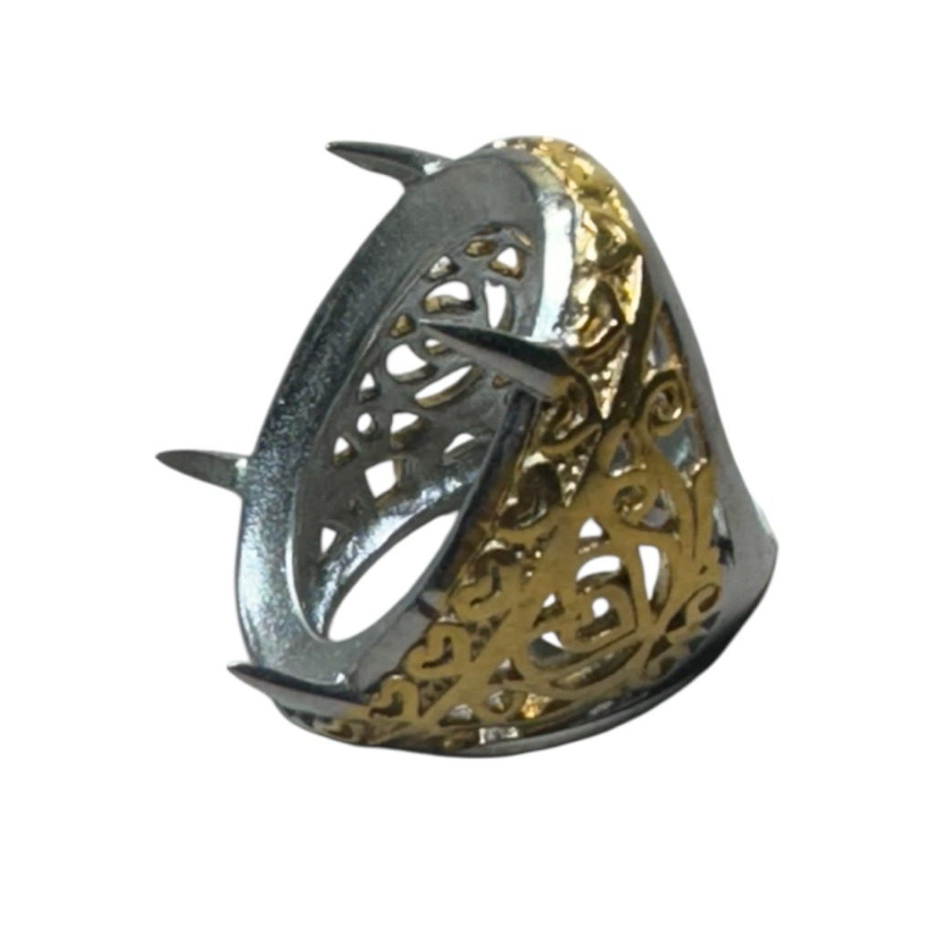 RCT-42A Ring cincin akik emban cangkang bahan titanium model jaring 30x20mm |