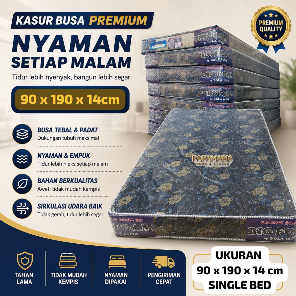 Kasur Busa / Uk. 90x190x14 /Busa 3kaki -Tilam Busa - Tilam Murah