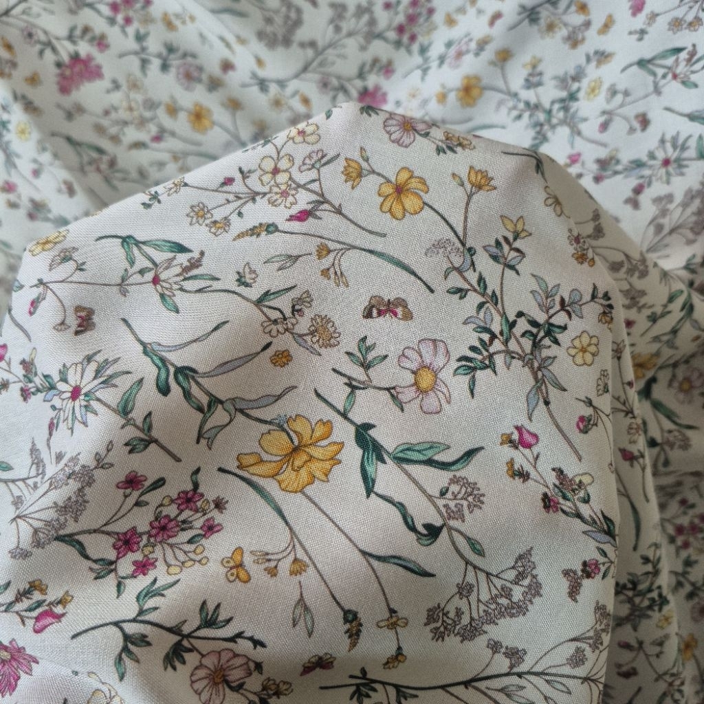 kain katun rayon motif bunga viscose premium-kain katun rayon motif premium