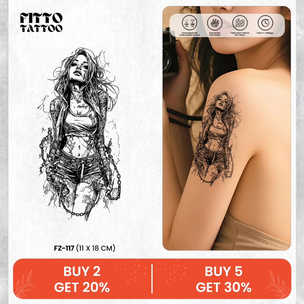Stiker Tato Temporer Cewe Sayap Medusa Dayak Anti Air Tahan Lama Temporary Tatto Semi Permanent