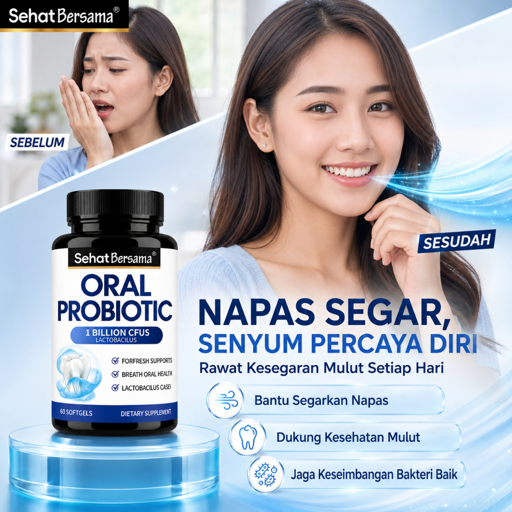 SehatBersama Oral Probiotic Lactobacillus Casei 1 Billion CFUs Softgels | Fresh Breath & Oral Health