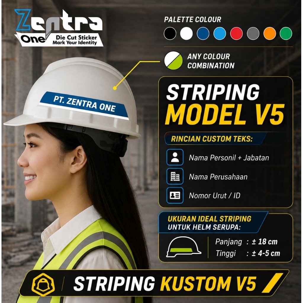 Stiker Helm Proyek striping helm industri custom.