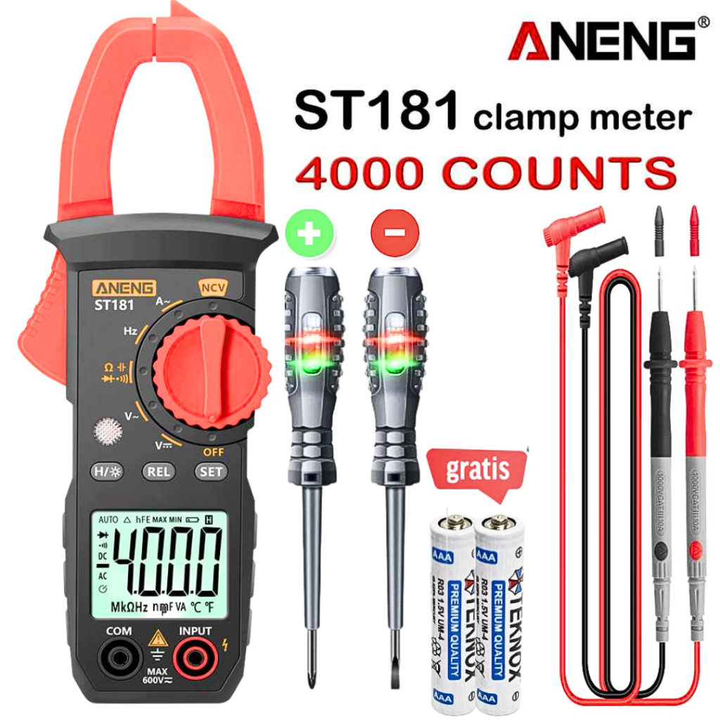 ANENG ST181 Tang Ampere Digital Multimeter+2 Obeng Tespen Voltage NCV Tester Clamp - ST181