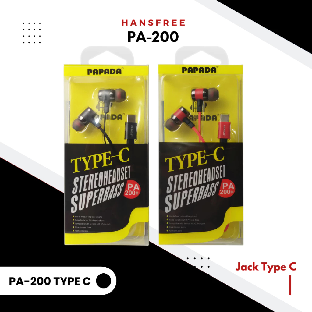 HEADSET PAPADA PA-200+ KABEL TYPE-C / Headset Papada Type C || Rumah Digital