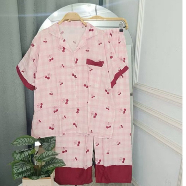 SET DANIA JUMBO CELANA PANJANG PIYAMA JUMBO BIGSIZE BABYDOLL RAYON PREMIUM VISCOSE SETELAN BUSUI