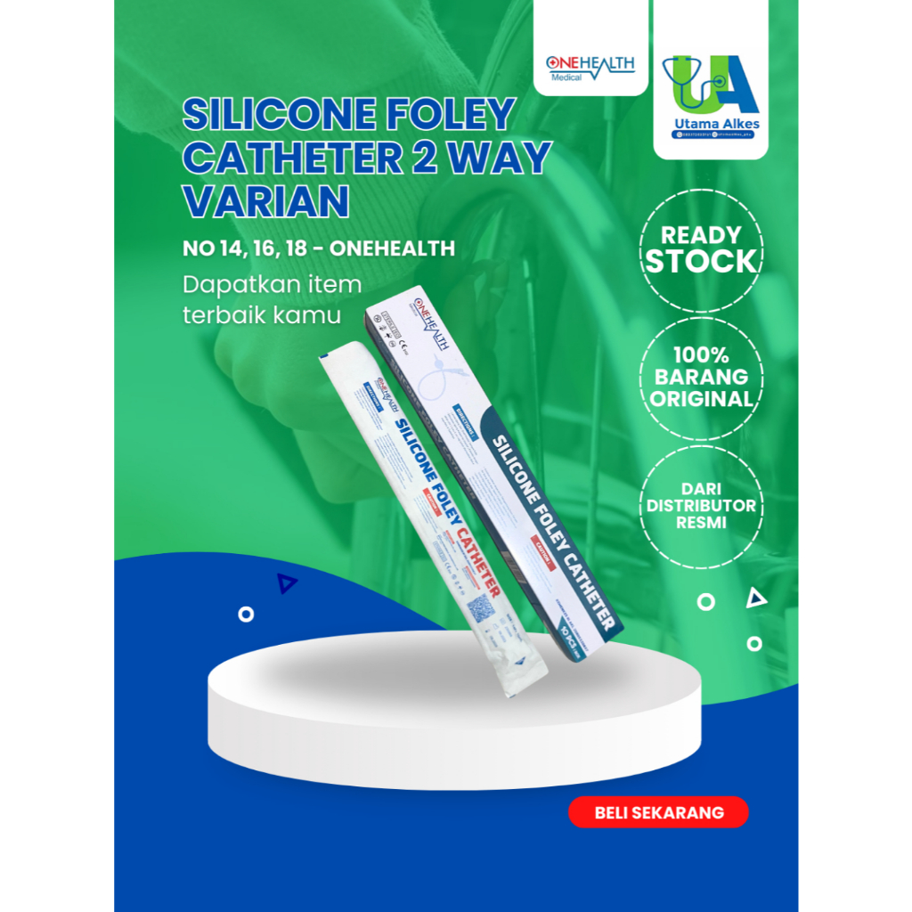 Foley Catheter Silicone OneHealth 2-Way | No 14 16 18 | Kateter Urine Steril
