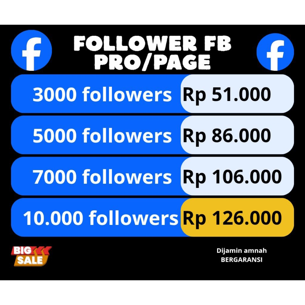 (FOLLOWERS FB HIGHT QUALITY) "paket monet" mix akun, bergaransi dijamin amanah
