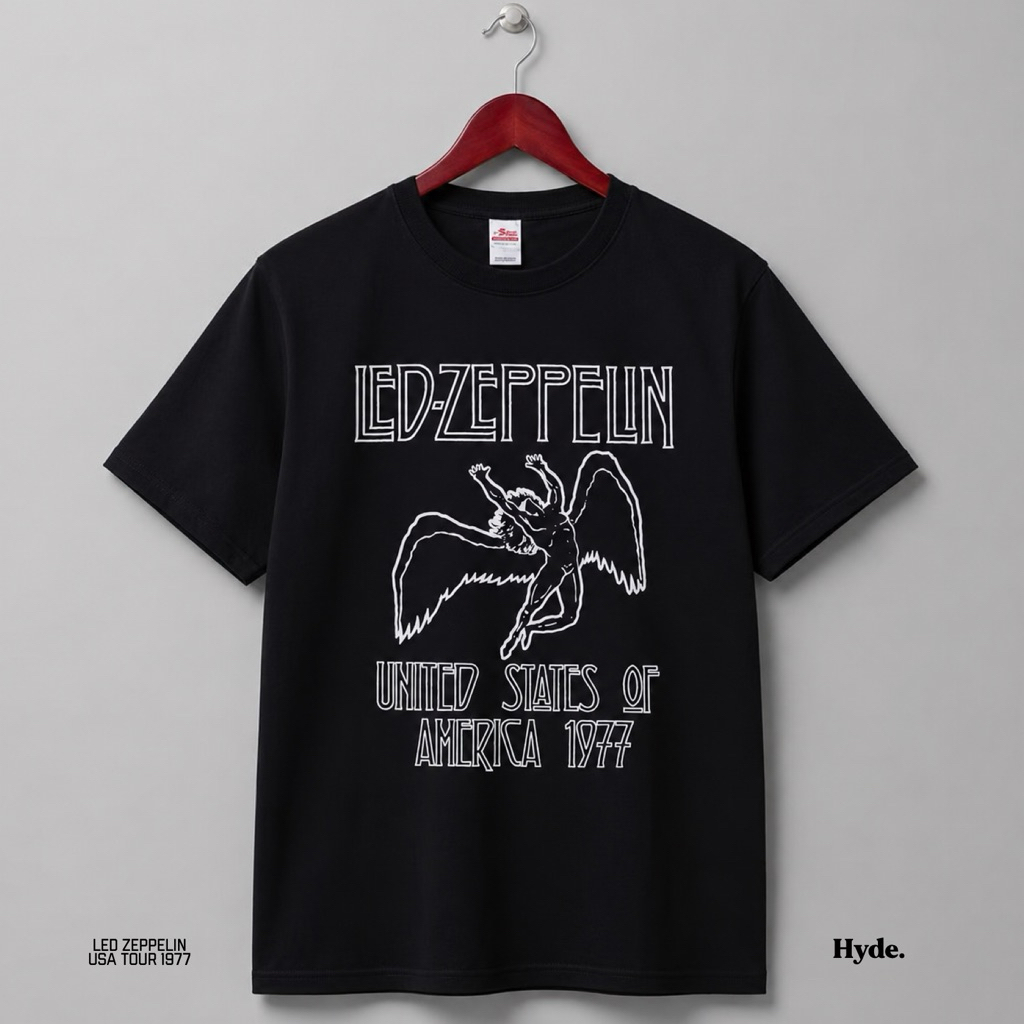 Led Zeppelin - Kaos Band - USA Tour 1977 Tshirt Black