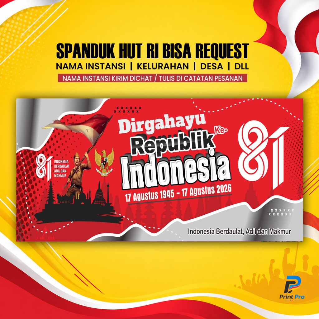 Spanduk Agustusan Custom Nama | Banner 17an HUT RI Ke-81