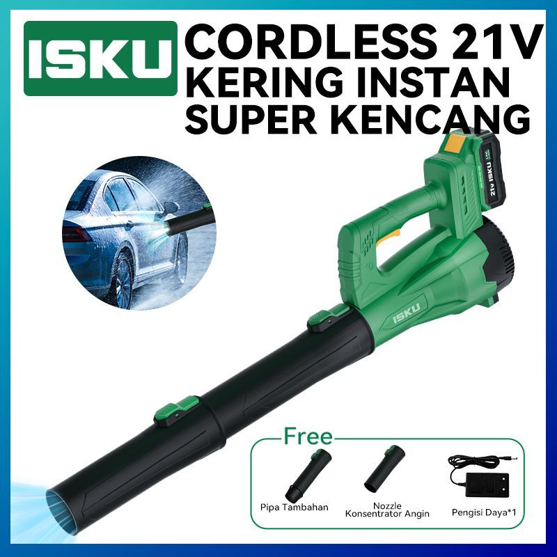 ISKU Mesin Jet Fan Cordless 21V Turbo Fan Blower Angin Badai Pengering Cuci Mobil Motor Anti Baret S