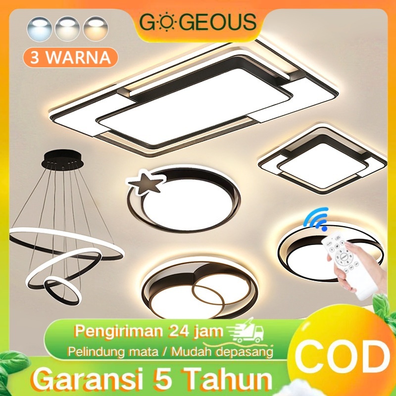 GOGEOUS Lampu Plafon LED lampu plafon minimalis Ceiling Lampu Lampu Plafon 3 Warna LED Modern Minima