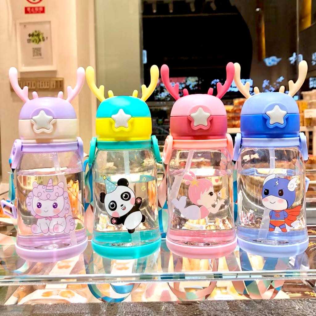 BOTOL MINUM TANDUK RUSA MOTIF  / Botol Minum Tanduk Rusa Tali Sedotan / Botol Minum