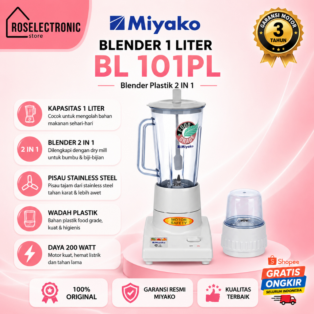 Miyako Blender 1 Liter BL 101PL Blender Plastik/BL 101PL/BL101PL/BL-101PL/BL-101-PL/BL 101 PL